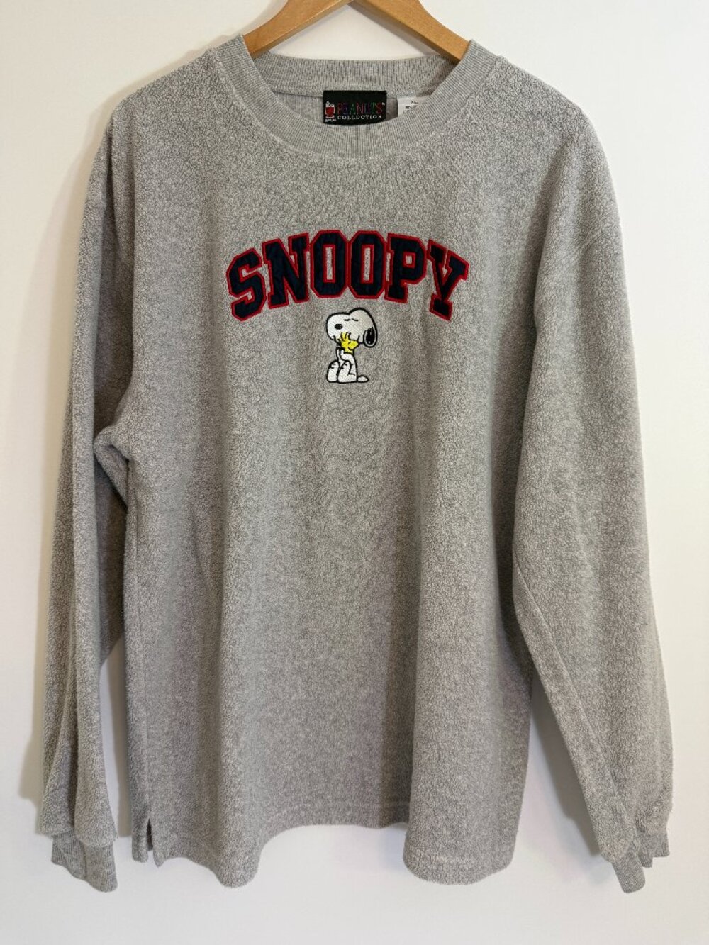 Vintage Peanuts Collection Snoopy Woodstock Sweatshirt Grey XL Made in Macau Y2K